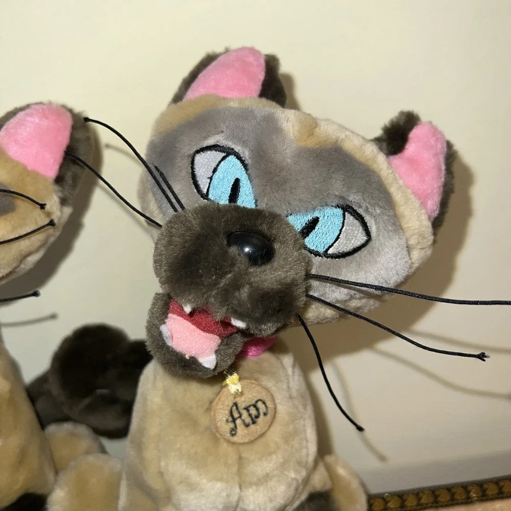 Disney Siamese Cats Si And Am Bean Bag Plush Set Lady & the Tramp Vintage 10